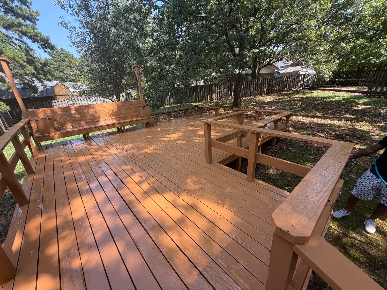 Restored wood deck after cleaning