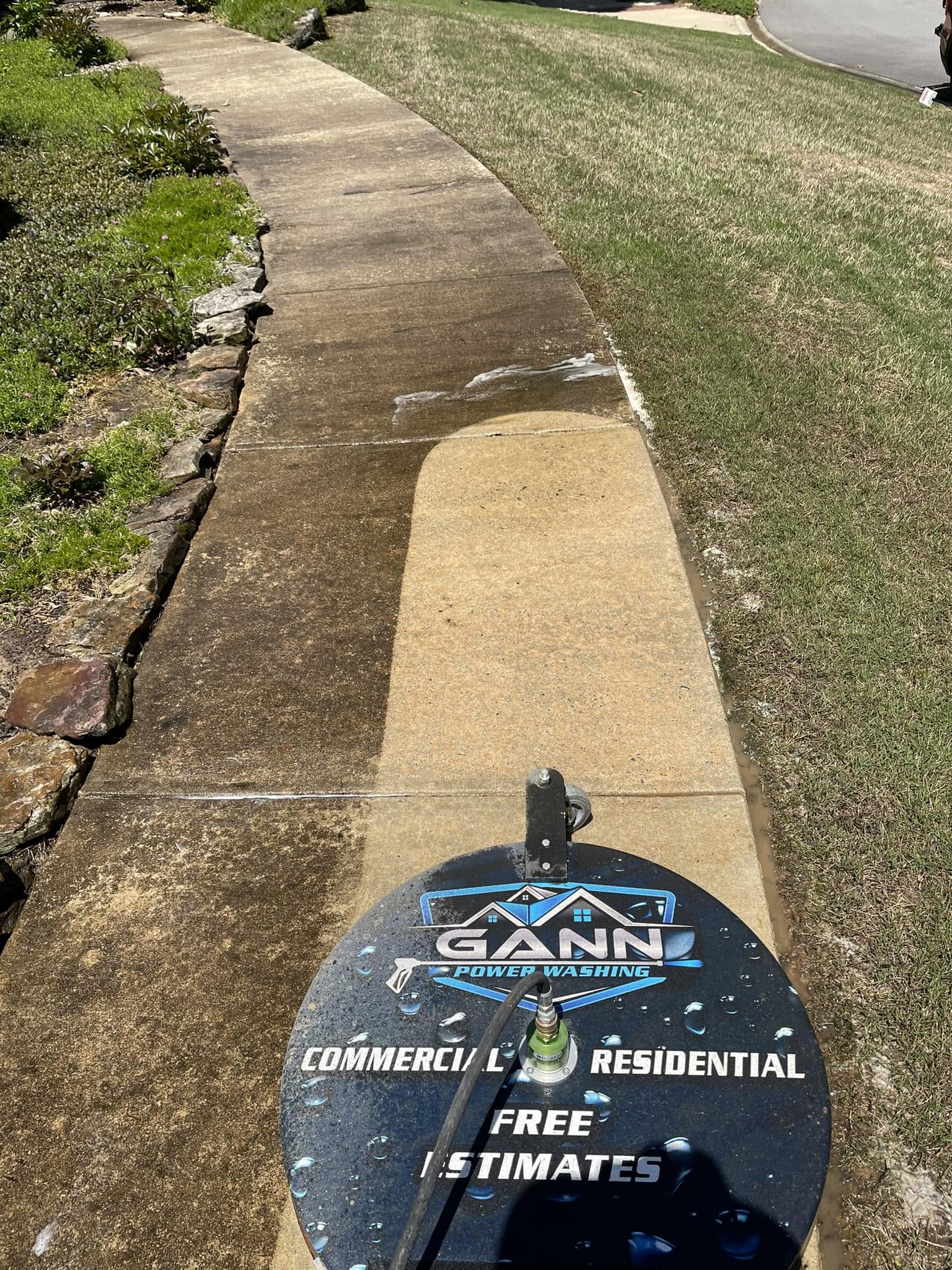 Gann Power Washing wrapped truck and trailer rig in a Bryant neighborhood